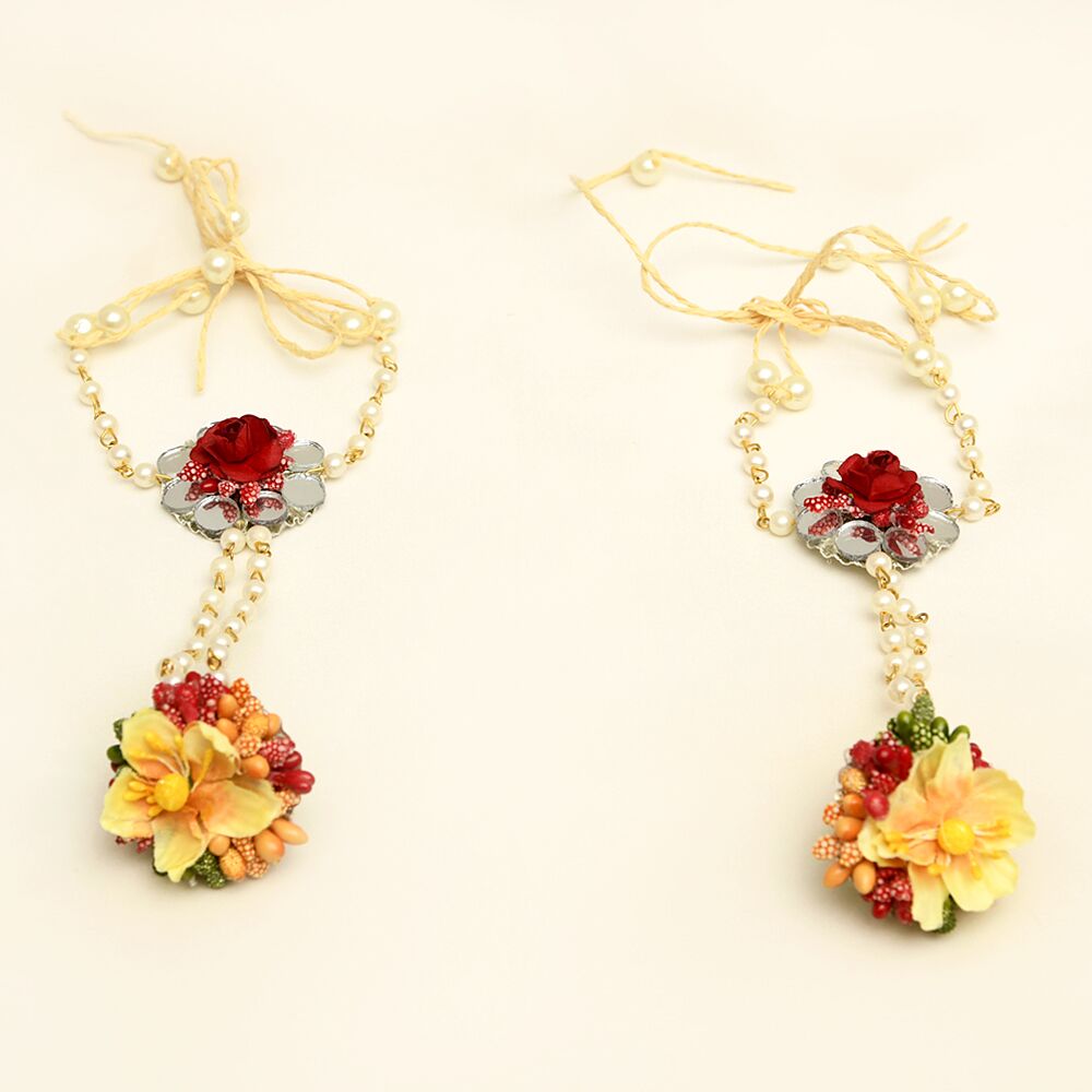 Myindiecraft Redish Yellow Flower Jewelry - Long Set - Image 4