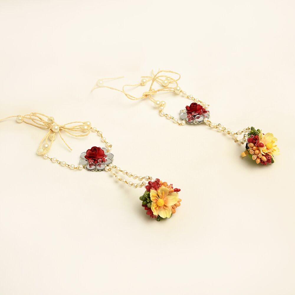 Myindiecraft Redish Yellow Flower Jewelry - Long Set - Image 5