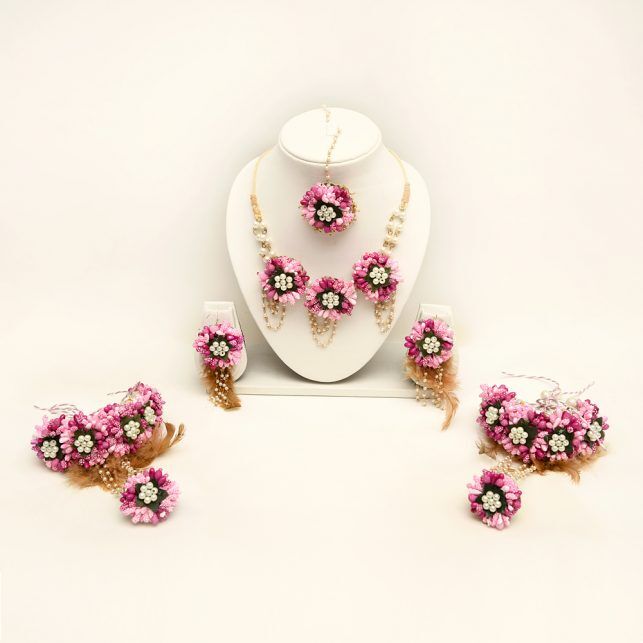 Myindiecraft Pink Feather Jewellery Set