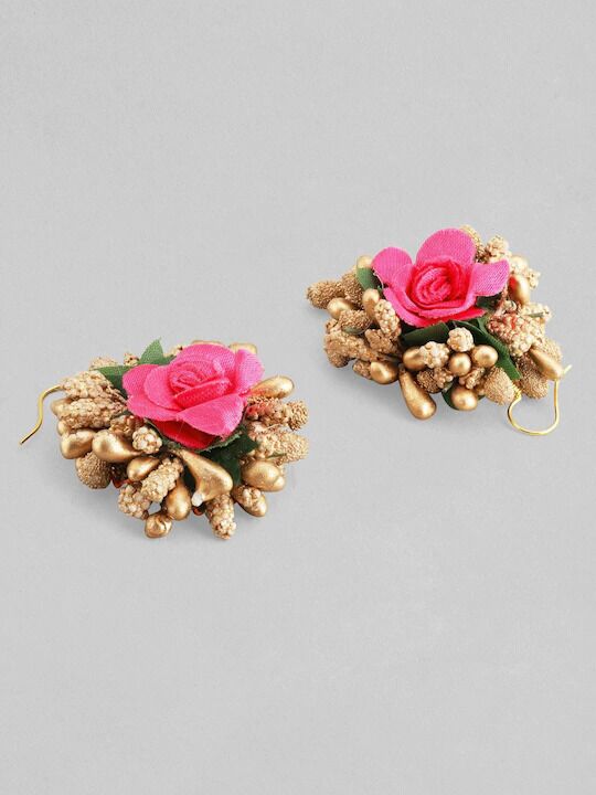 Myindiecraft Women Pink ; Green Floral Jewellery Set - Image 2