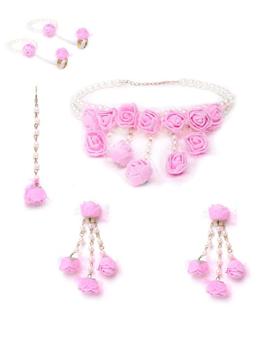 Myindiecraft Pink Delight Floral Jewellery Set - Image 2