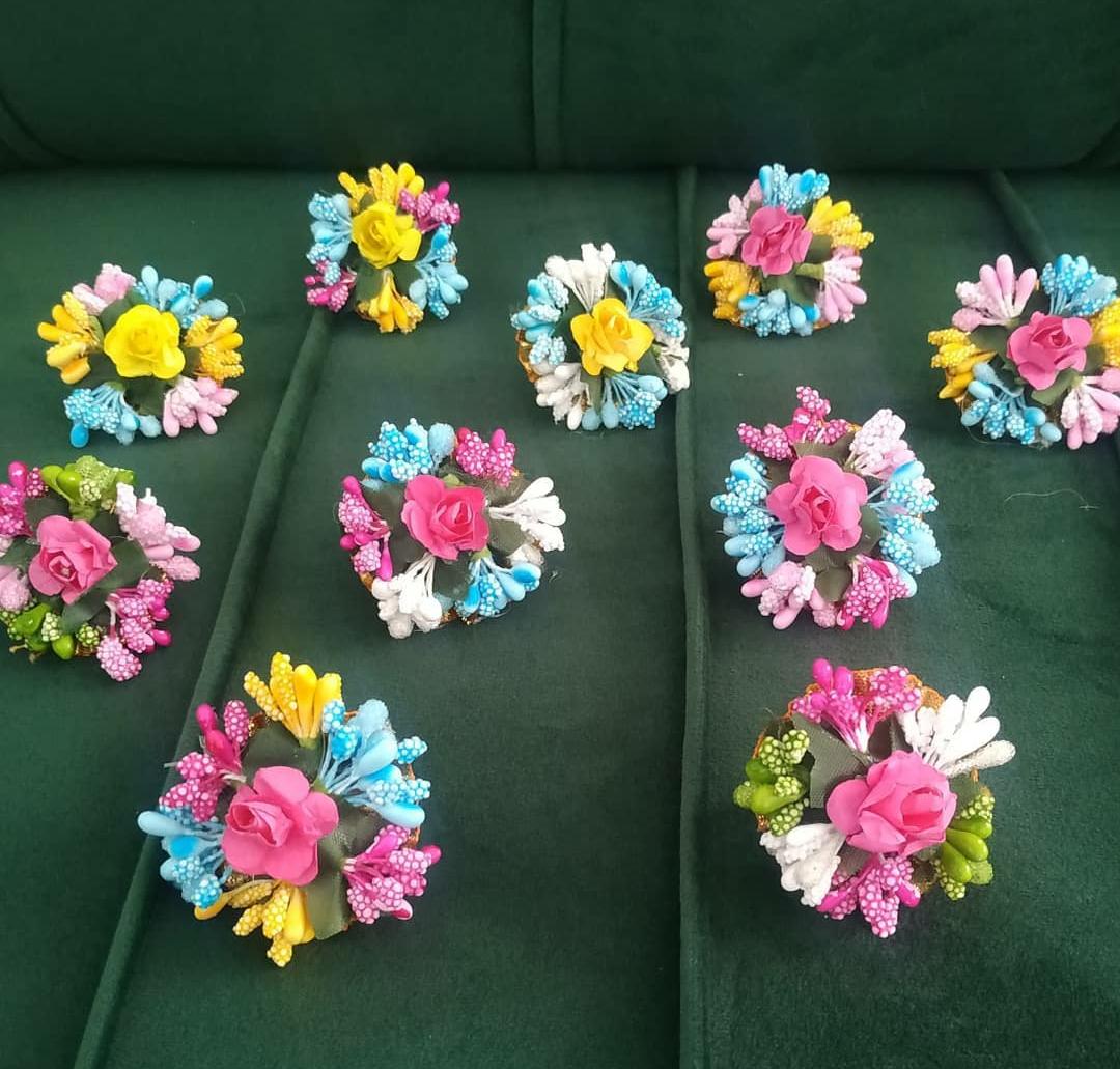 Myindiecraft Artificial Flower Rings / Wedding Favours / Bridesmaid Giveaways ( Set of 30 ) set
